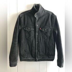 Levi's Black Charcoal Denim Sheerling Jacket for Men